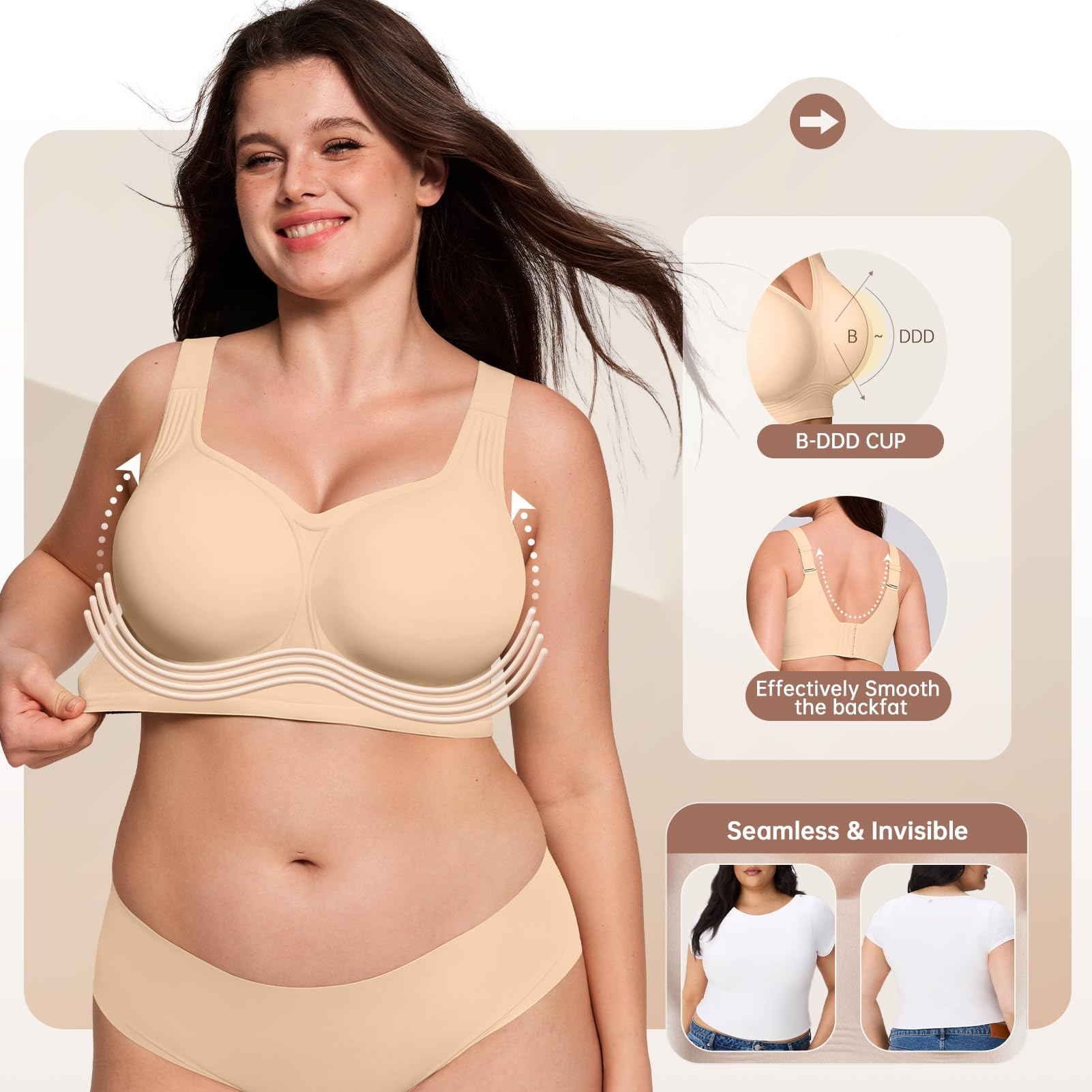 Plus Size Wireless Bra for Wom - Underwire Bra Padded 评论和价格