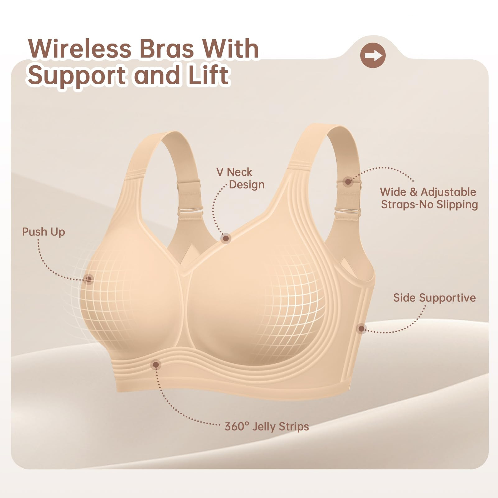 Plus Size Wireless Bra for Wom - Underwire Bra Padded 评论和价格