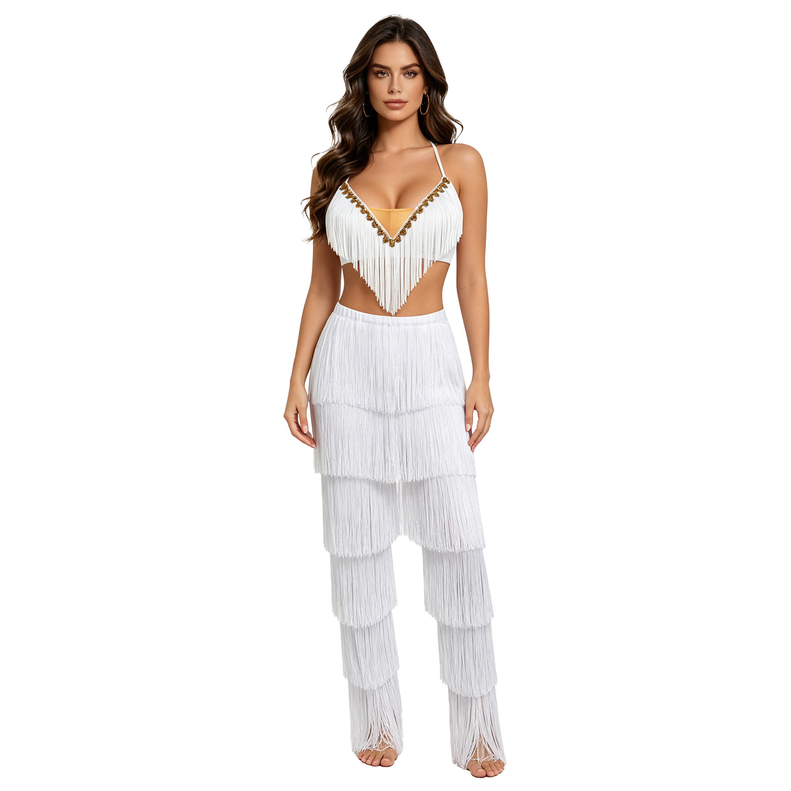 Women 2pcs Tassel Latin Dance  - Lace Bralette Set 评论和价格