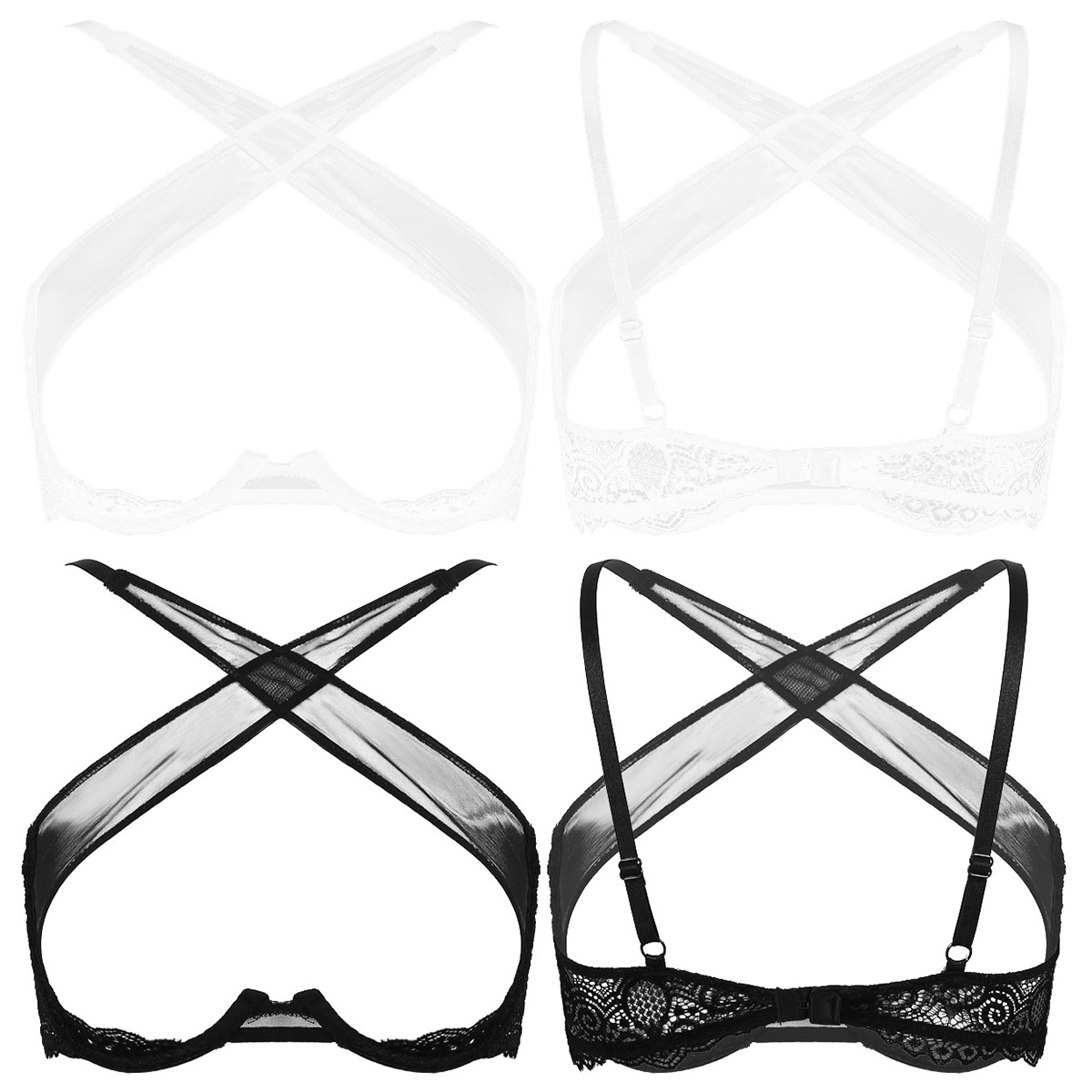 Women Erotic Nightwear Sexy Tr - Sheer Mesh Bra 评论和价格